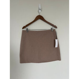 Tan Mini Skirt Maison d'Amélie Brown Black Plaid Mini Skirt Stretch Lined